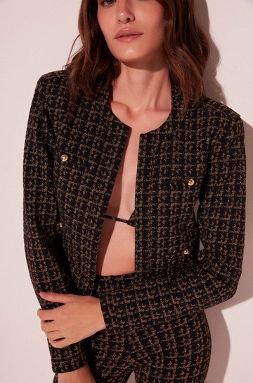 Jaqueta Cropped Tweed Noite  hover