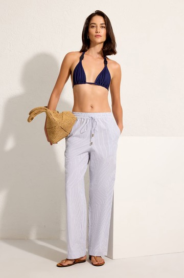 Calça Reta Elastico Marinho