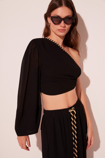 Top Ombro So Citrus Preto