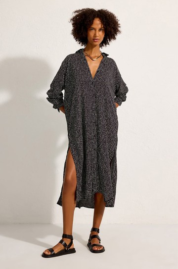 Chemisier Fendas Com Manga Pois