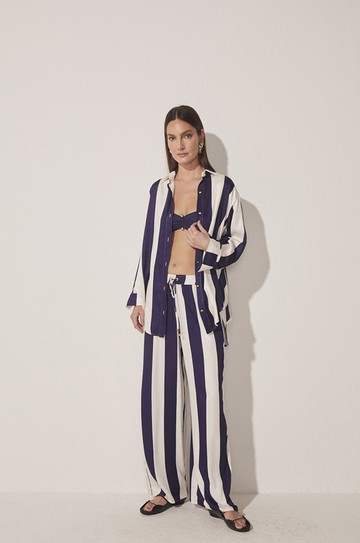 Calça Pantalona Listras Náuticas