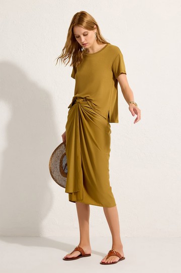 Blusa Quadri Tricot Bege Semente