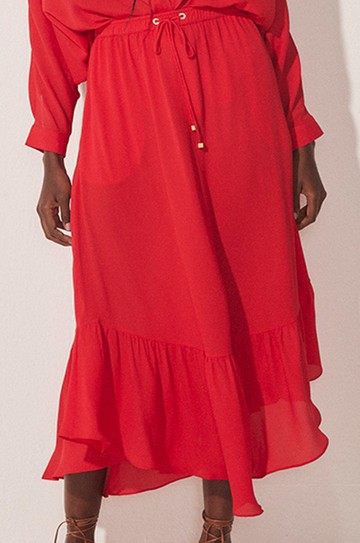 Saia Midi Flores Fluidas