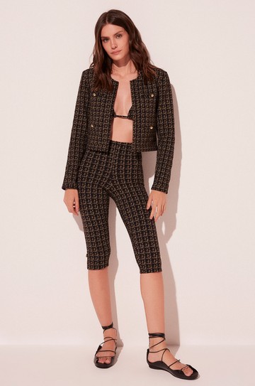 Jaqueta Cropped Tweed Noite 