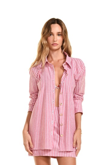 Camisa Lana Listrado Vermelho