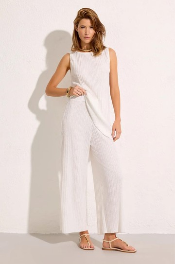 Calça Plissada Branco