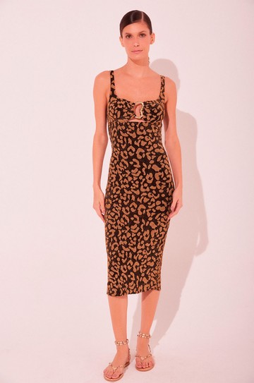 Vestido Midi Onca Lurex