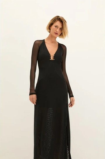 Vestido Longo Iva Det Black