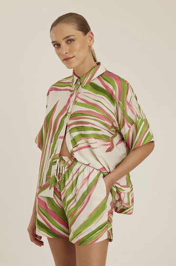 Camisa Ampla Manga Curta Foliage