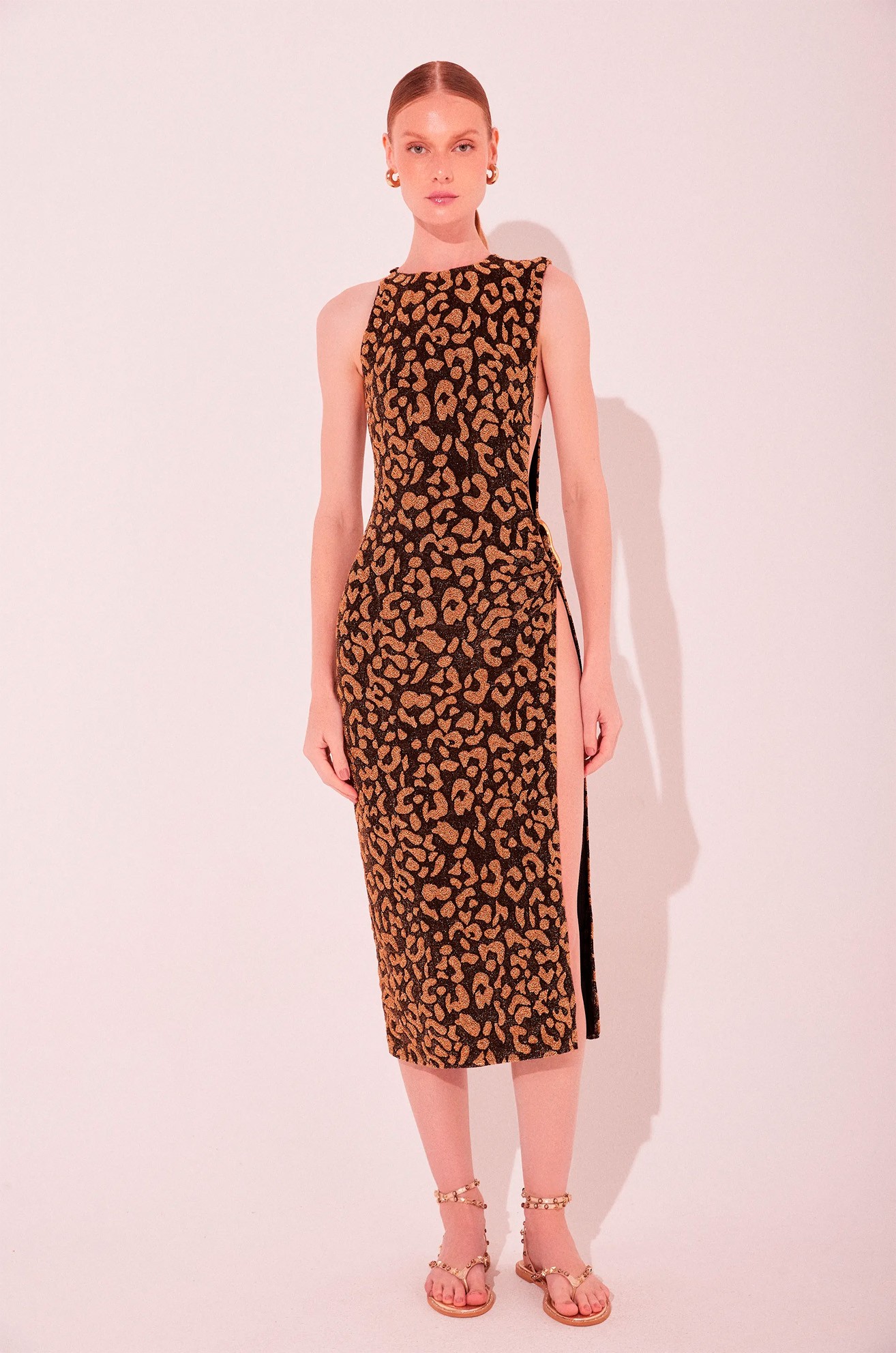 Vestido Midi Onça Lurex