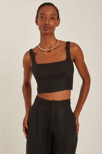 Top Alfaiataria Recortes Preto