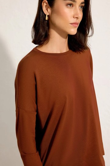 Blusa Moletinho Manga Longa Marrom Capuccino hover