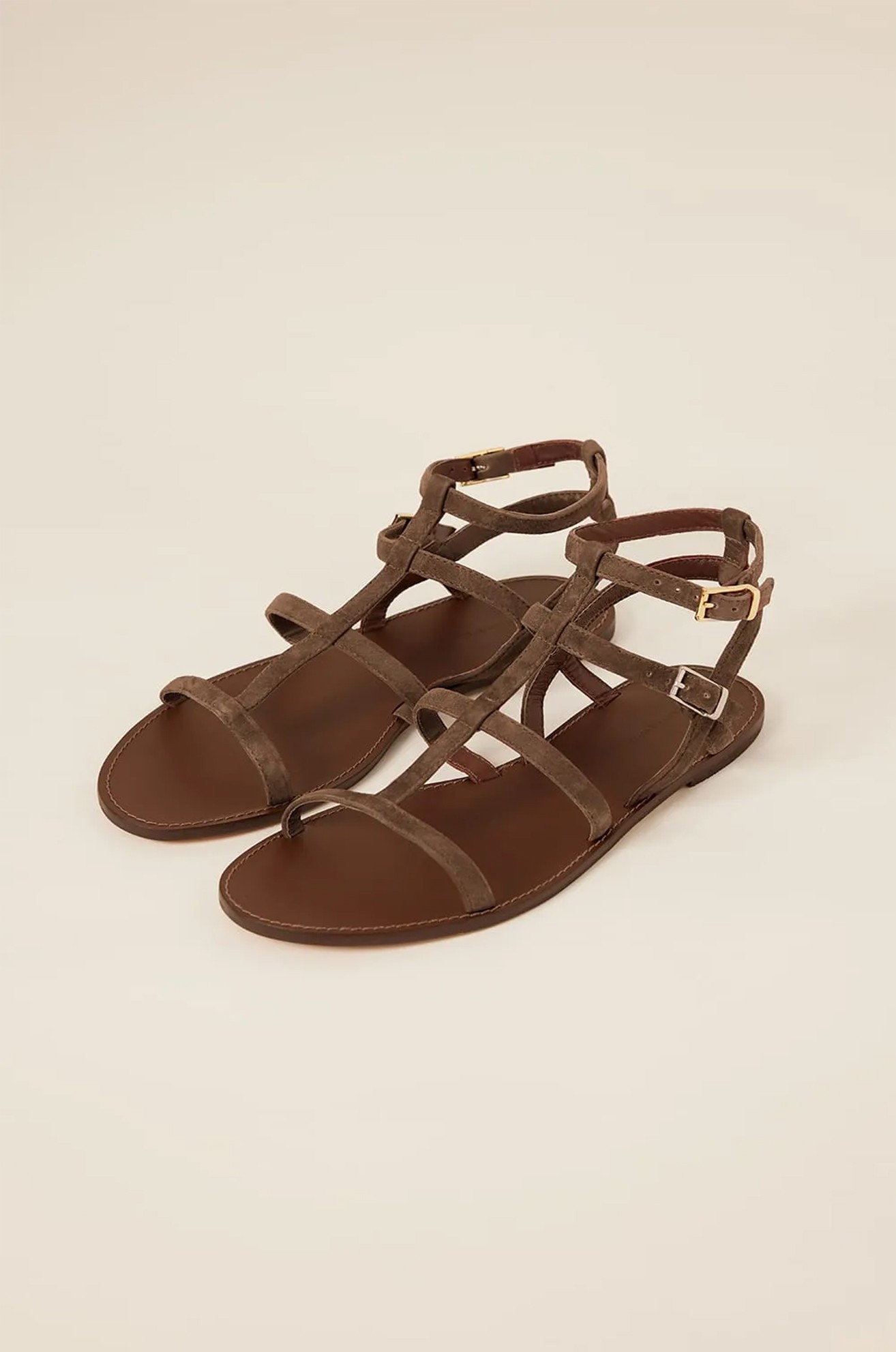 Sandália Gladiadora Fivela Cafe