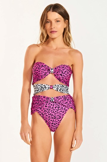 Maiô Sara Leopardo Rosa