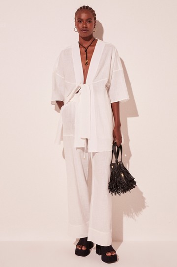 Capa Kimono Curto Pacifico Off White