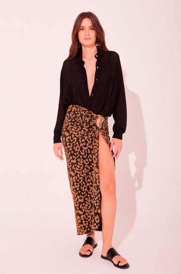 Saia Midi Onça Lurex
