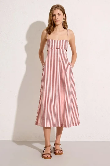 Vestido Detalhe Vazado Nautica Listra