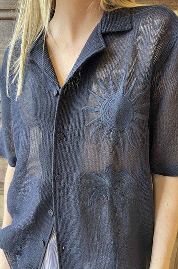 Camisa Manga Curta Tela Marinho hover