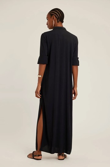 Chemisier Longo Fenda Laterais Preto hover