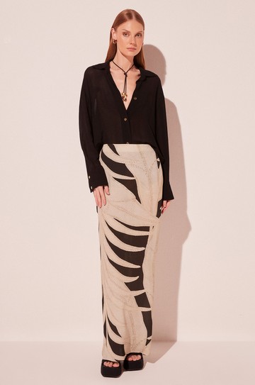 Saia Longa Folhas Bicolor