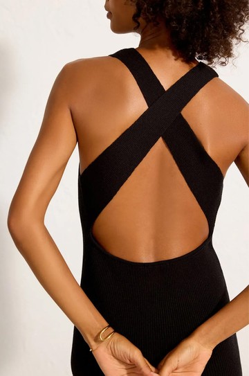 Vestido Vazado Tricot Preto hover