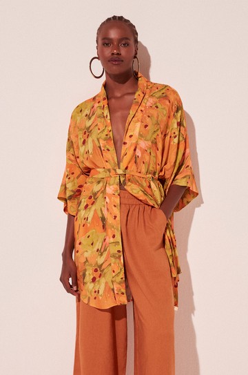Capa Kimono Curto Semente Pincelada