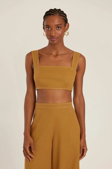 Top Pesponto Contrastante Âmbar