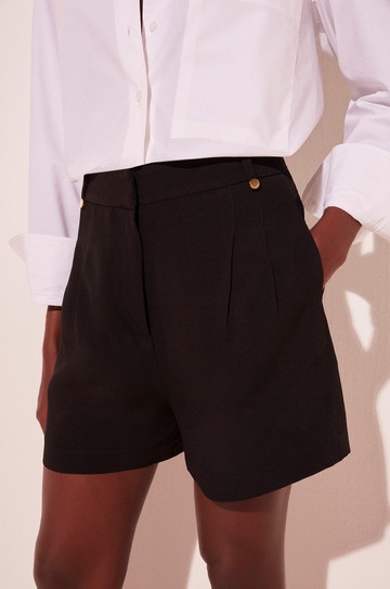 Short Cintura Alta Petalas Preto hover