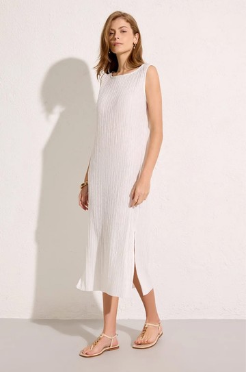 Vestido Plissado Branco