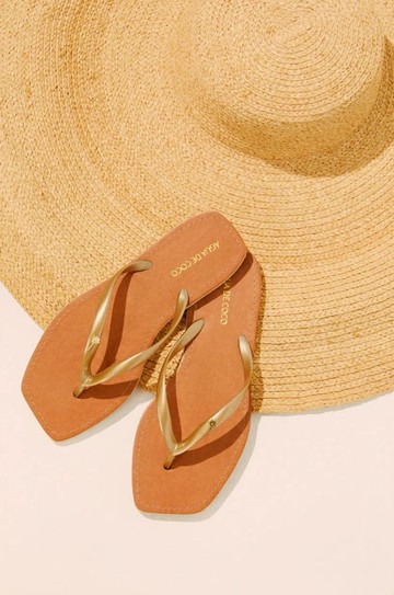 Chinelo Tiras Mistura Tropical Dourado