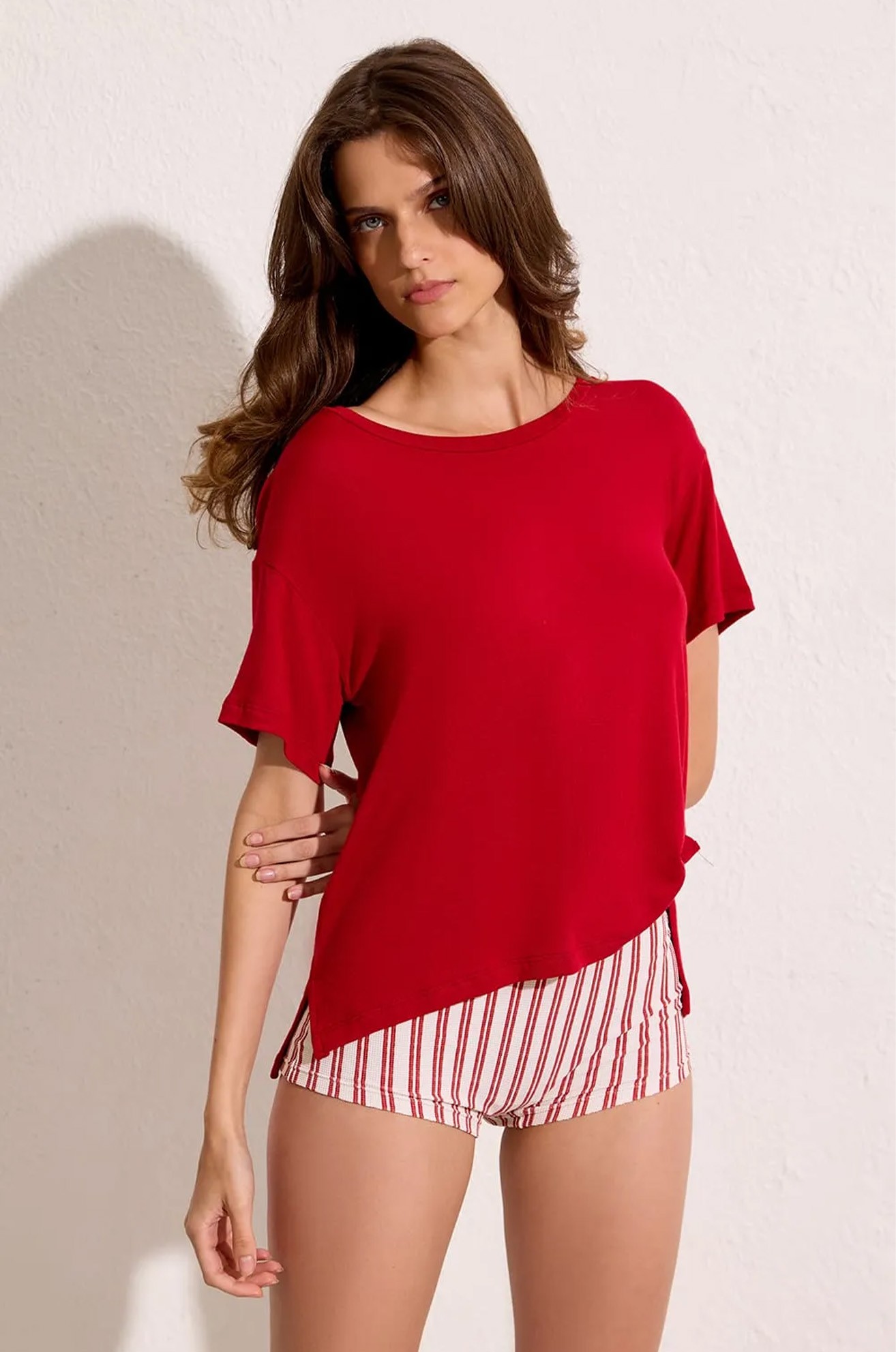Blusa Quadri Tricot Vermelho Petala