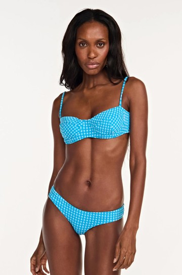 Top Meia Taça Mia Xadrez Turquesa