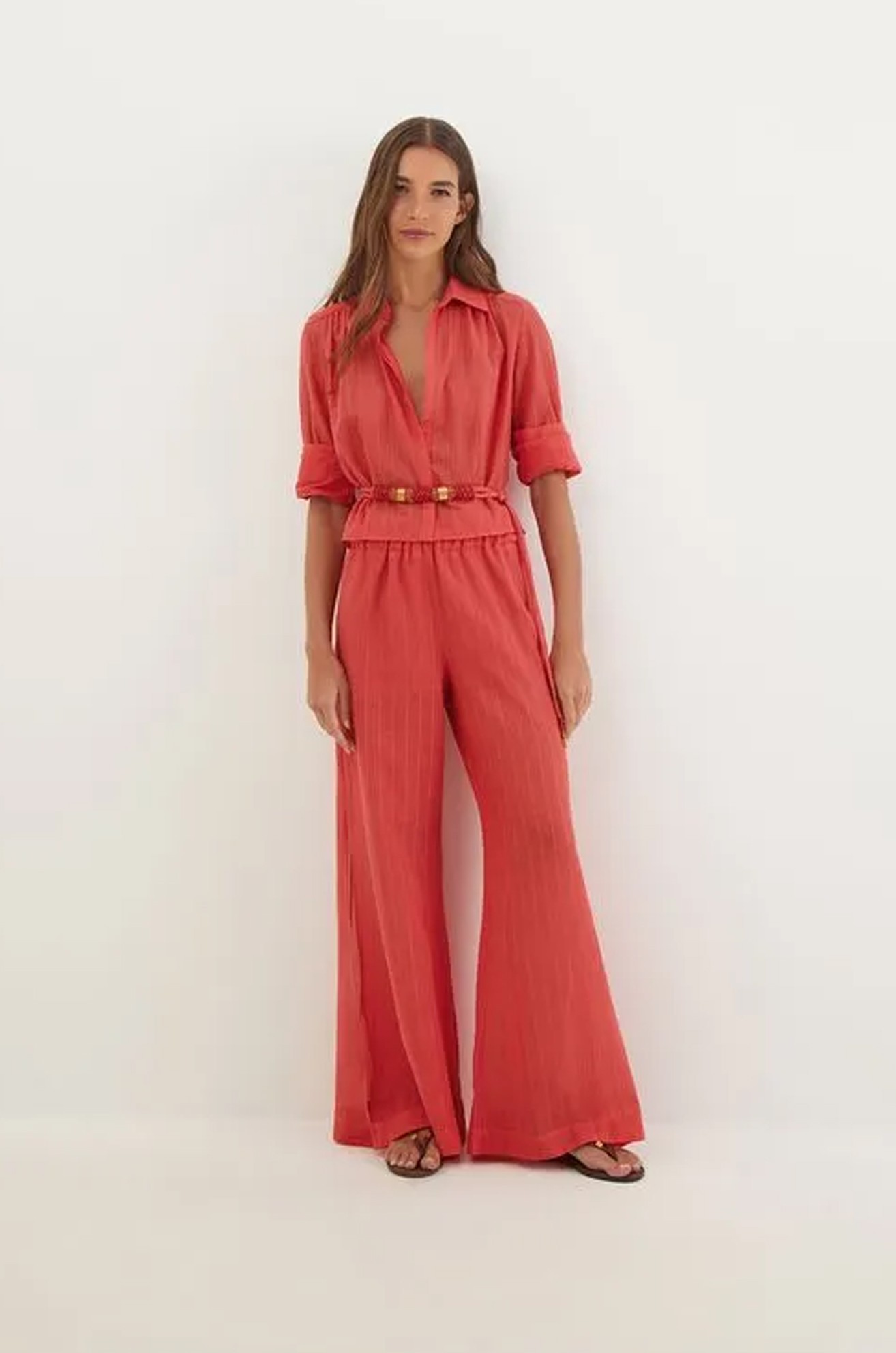 Calça Pantalona Cecilia Dt Raspberry