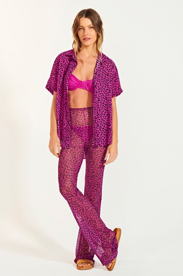 Calça Denise Leopardo Rosa