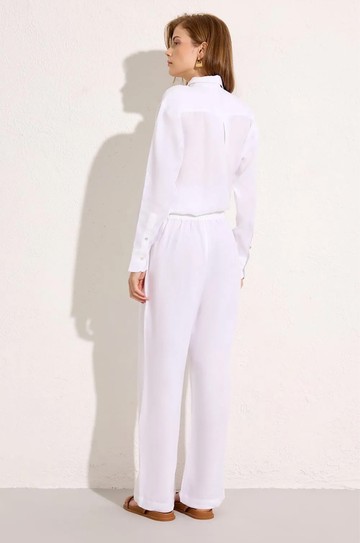 Calça Reta Linho Branco hover