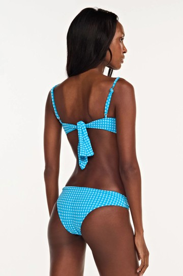 Top Meia Taça Mia Xadrez Turquesa hover