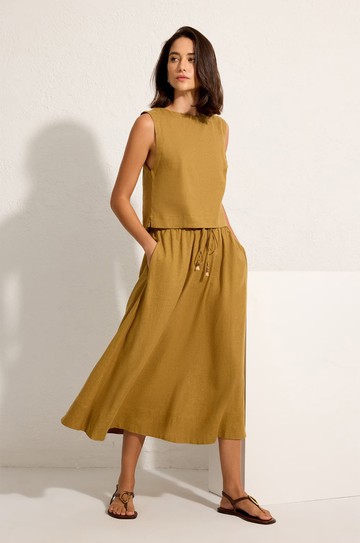 Saia Cos Elastico Bege Semente