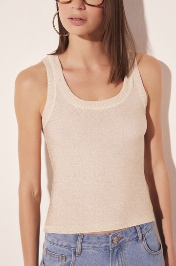 Blusa Alça Cordas Lurex Off White hover