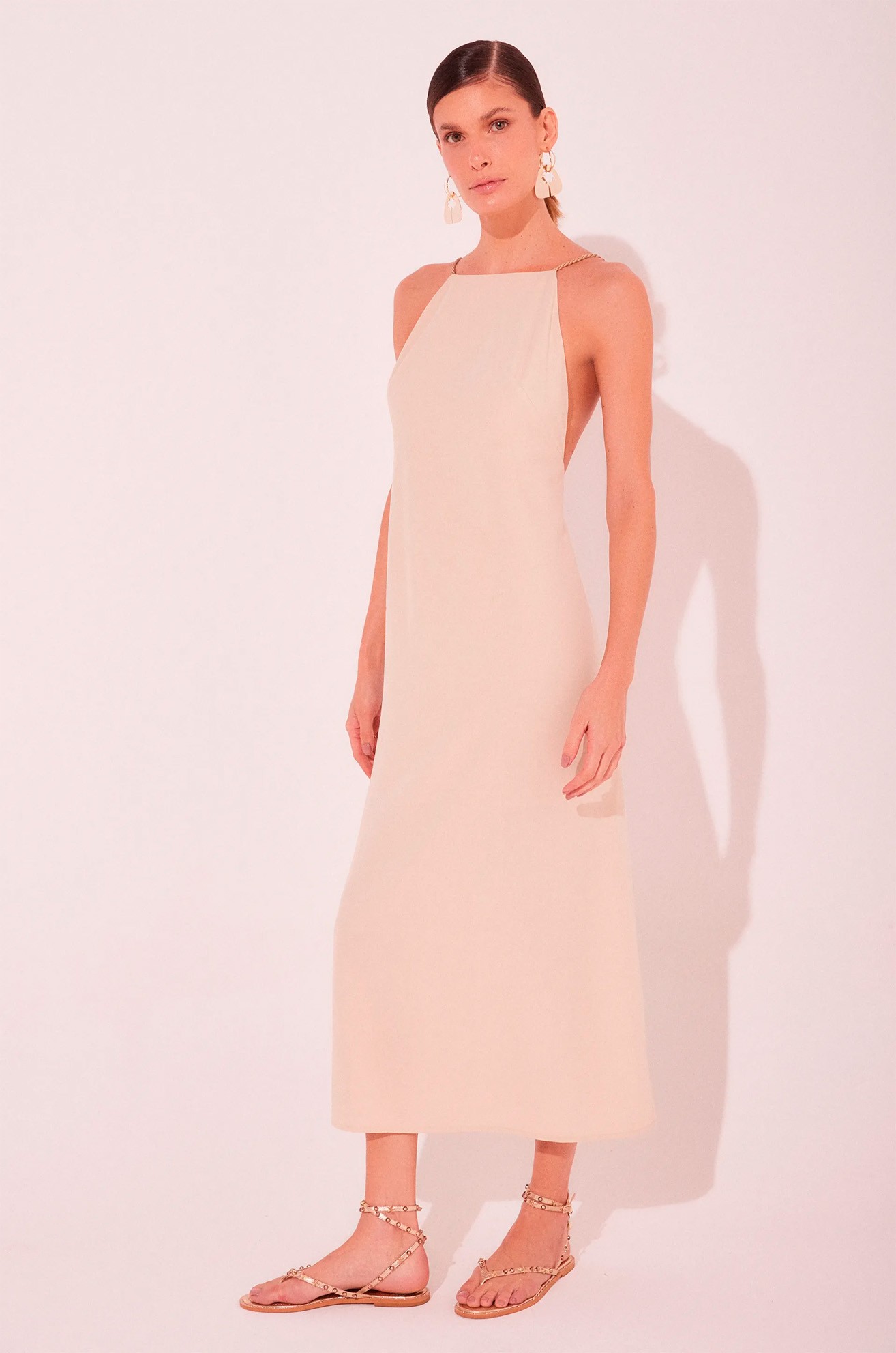 Vestido Midi Praia Bege